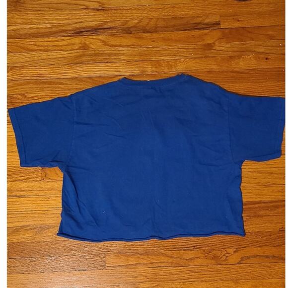 Safety Camp Crop Top Tee Shirt Blue Red Yellow - Picture 4 of 6